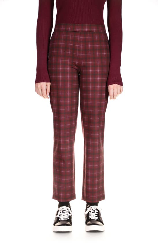 Sanctuary Carnaby Cotton Plaid Kick Crop Pants In Sangria Pl