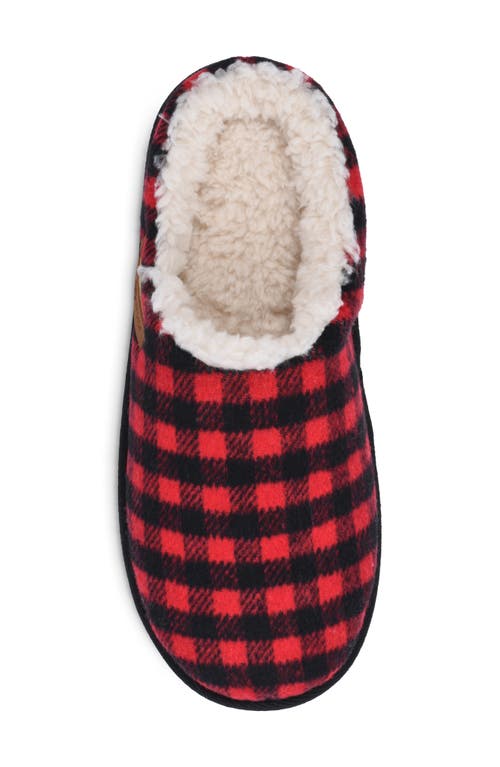 Gaahuu Buffalo Check Faux Shearling Lined Slipper In Black/red