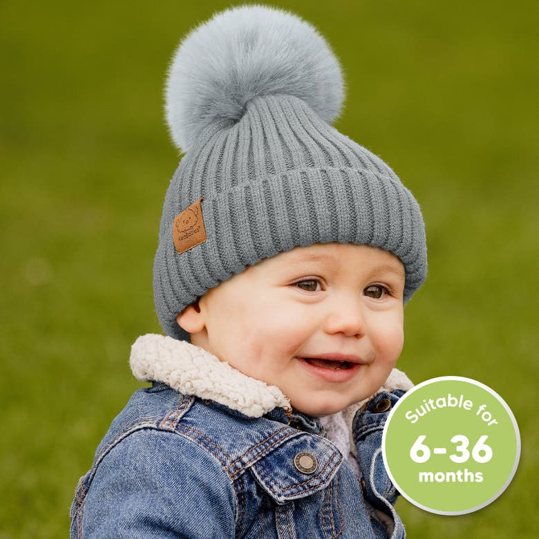 Keababies 2-pack Pom Knitted Beanie In Steel