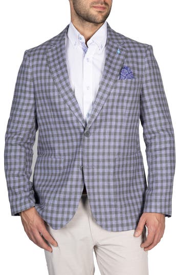 Shop Tailorbyrd Textured Check Sport Coat In Lilac/grey