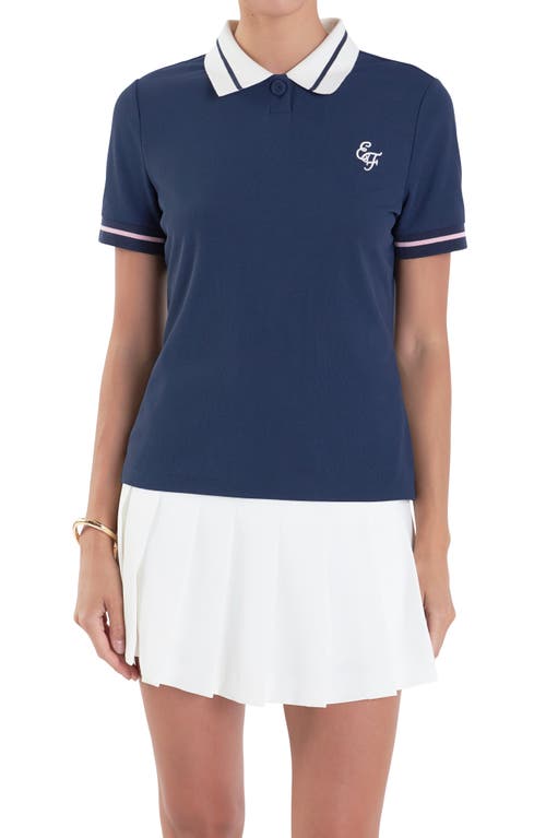 Shop English Factory Sports Club Colorblock Polo In Navy