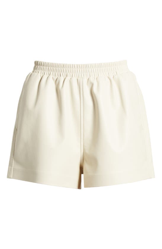 Shop Open Edit Pull-on Faux Leather Shorts In Ivory Dove