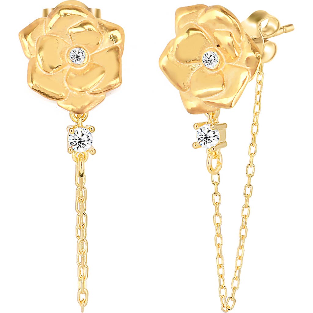 Gabi Rielle Rosebud Cz Chain Drop Earrings In Gold