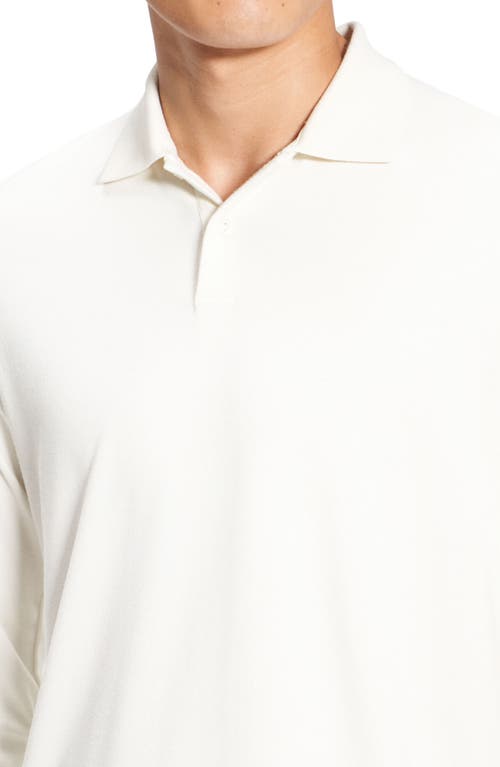 Theory Goris Anemone Milano Long Sleeve Polo In Winter White