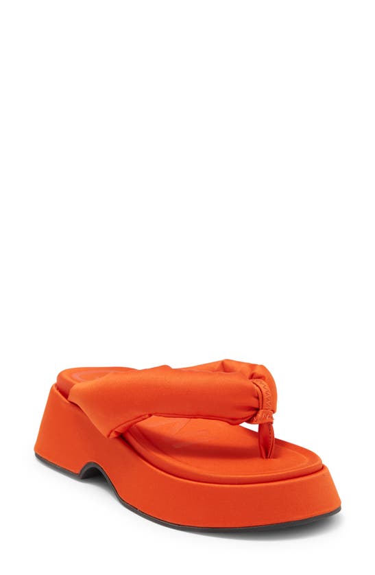 Ganni Retro Flatform Thong Sandal In Orangedotcom