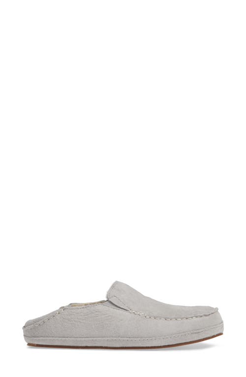 Shop Olukai Nohea Nubuck Slipper In Pale Grey/pale Grey Leather