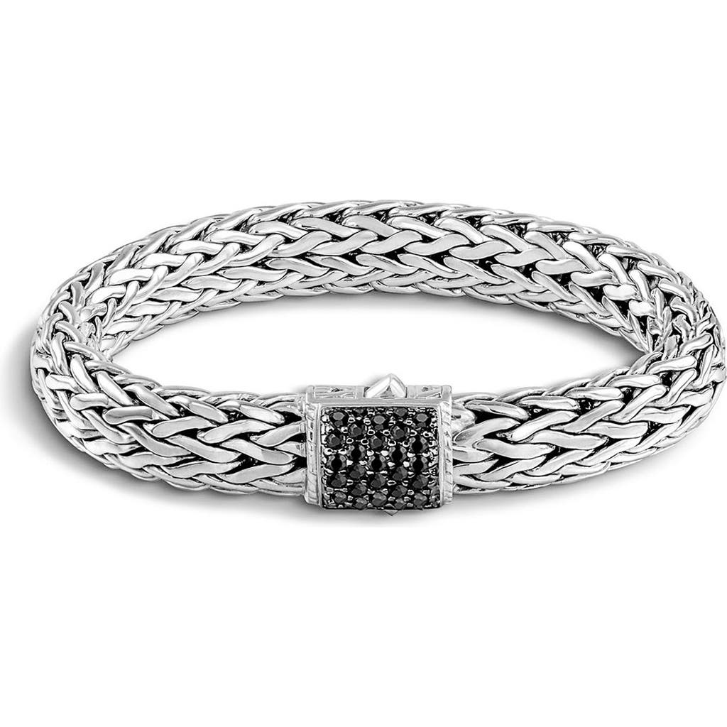 John Hardy Classic Chain Lava Rope Bracelet In Silver/black Sapphire