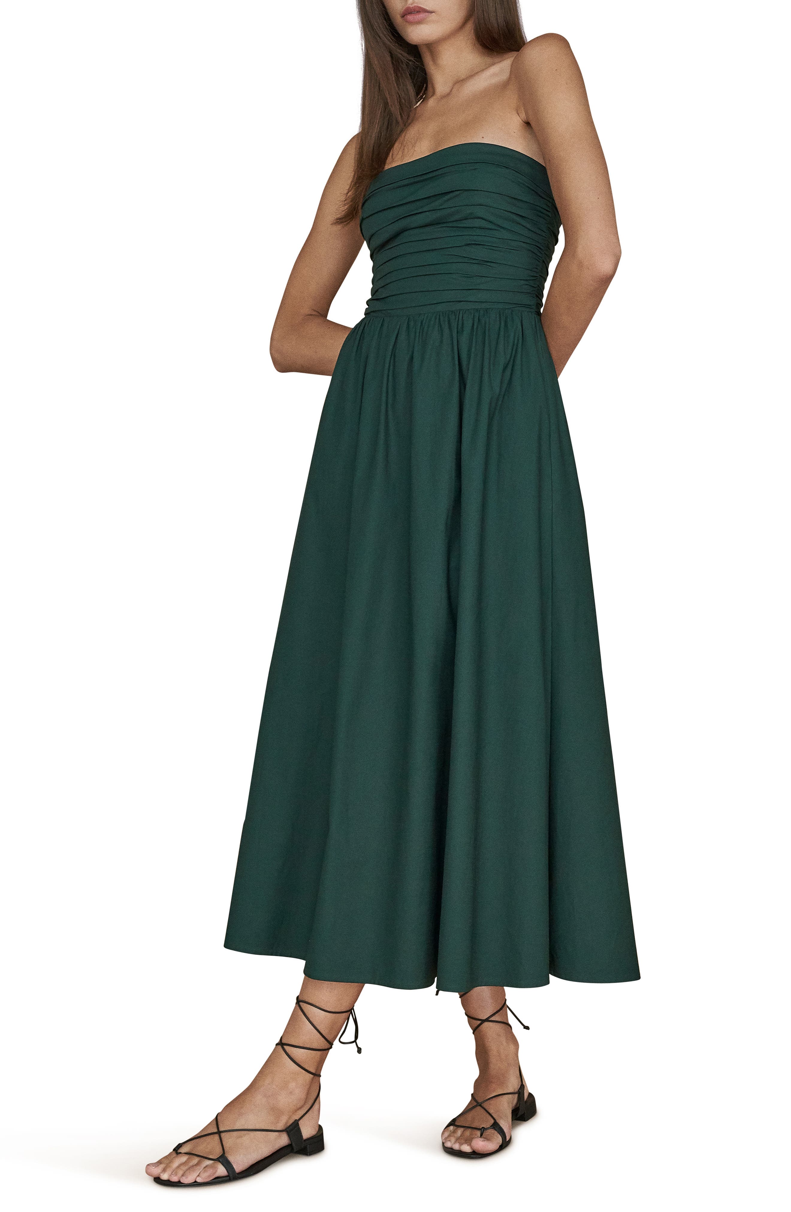 Reformation Lissa Strapless Maxi Dress in Forest at Nordstrom, Size 2