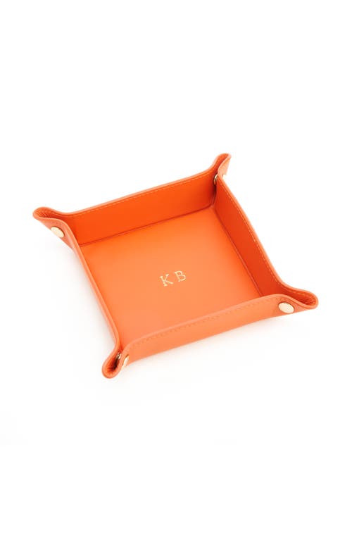 Shop Royce New York Personalized Catchall Leather Valet Tray In Orange - Deboss