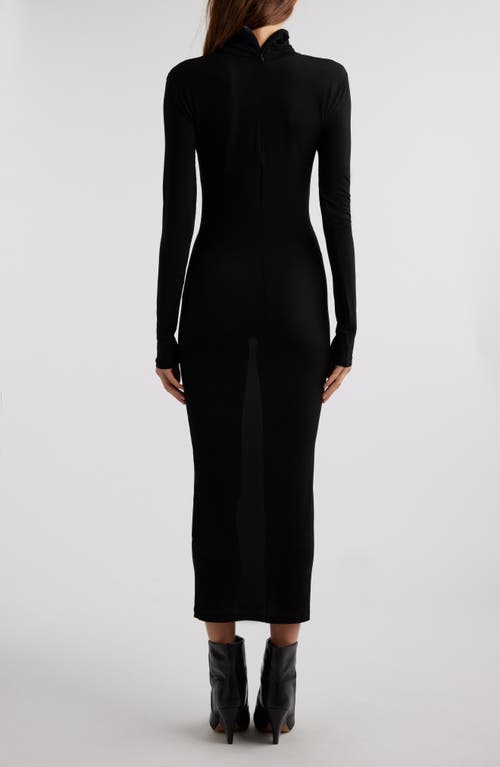 Shop Isabel Marant Vanessa Long Sleeve Jersey Turtleneck Midi Dress In Black