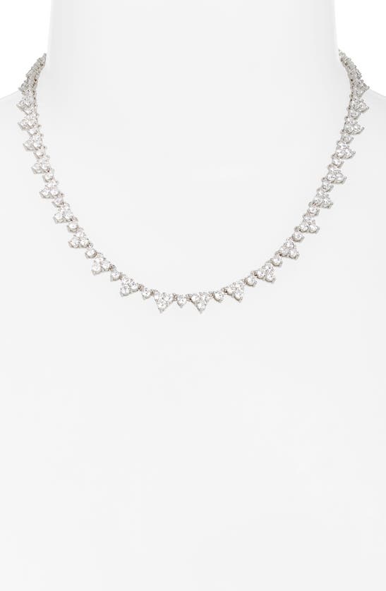 Shop Shymi Cubic Zirconia Cluster Tennis Necklace In Silver