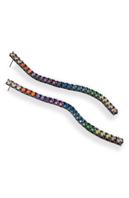 Shop Kurt Geiger London Rainbow Cubic Zirconia Linear Drop Earrings In Multi