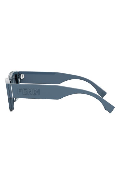 Shop Fendi ' Signature 53mm Rectangular Sunglasses In Shiny Blue/blue