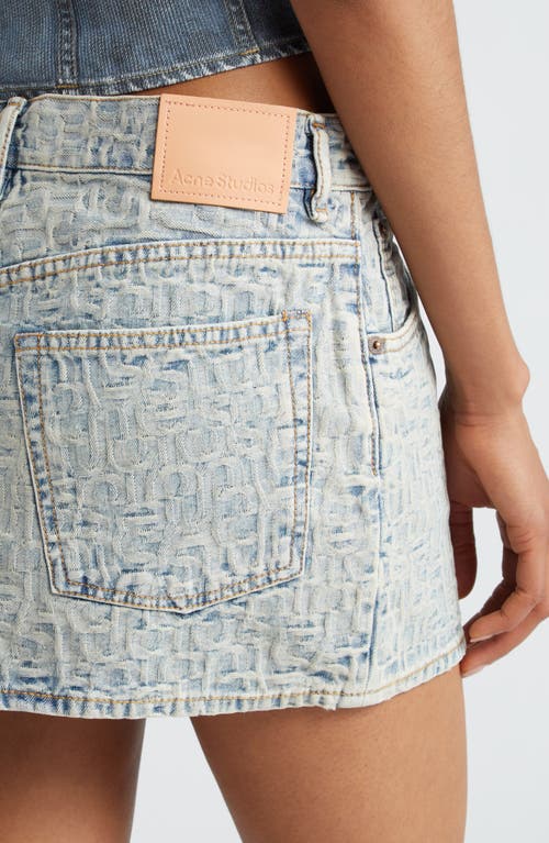 Acne Studios Blue Embossed Denim Miniskirt In Blue Beige