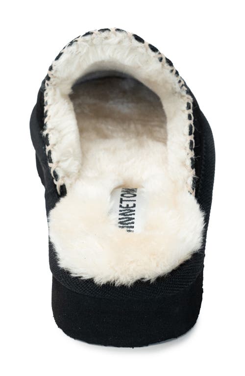 Minnetonka Café Faux Fur Scuff Slipper In Black
