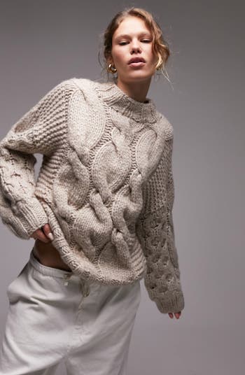 Topshop Chunky Cable Stitch Sweater