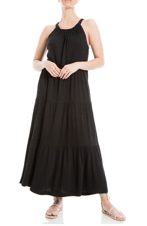 Shop Max Studio Sleeveless Tiered Maxi Dress In Black-black