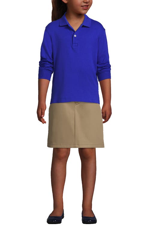 Lands' End School Uniform Kids Long Sleeve Interlock Polo Shirt In Cobalt