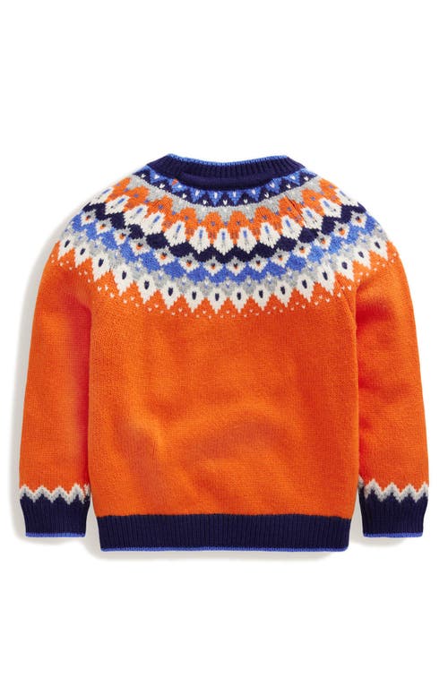 Shop Mini Boden Kids' Fair Isle Sweater In Terracotta Orange