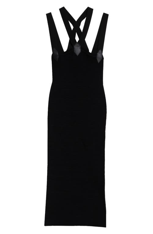 Alaïa High Waist Linen Blend Pencil Dress In Noir