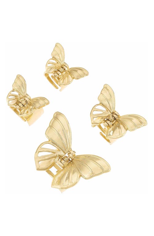 Ettika Set of 4 Butterfly Jaw Clips in Gold