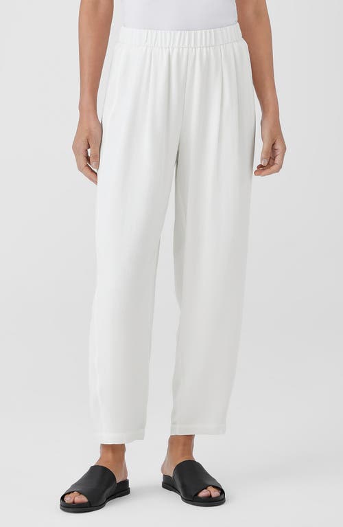 Eileen Fisher Pleated Silk Ankle Latern Pants Ivory at Nordstrom