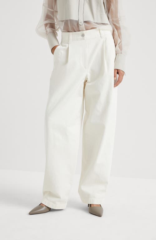 Shop Brunello Cucinelli Loose Sartorial Trousers In Chalk