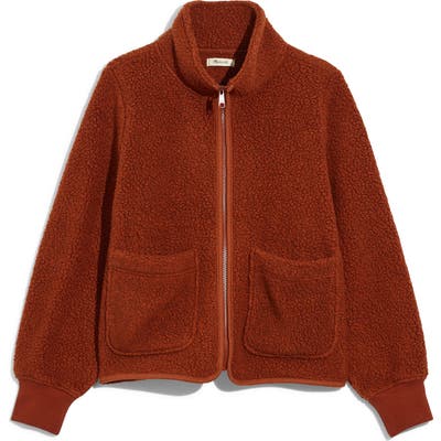 Madewell Polartec Fleece Zip-Up Jacket, Brown