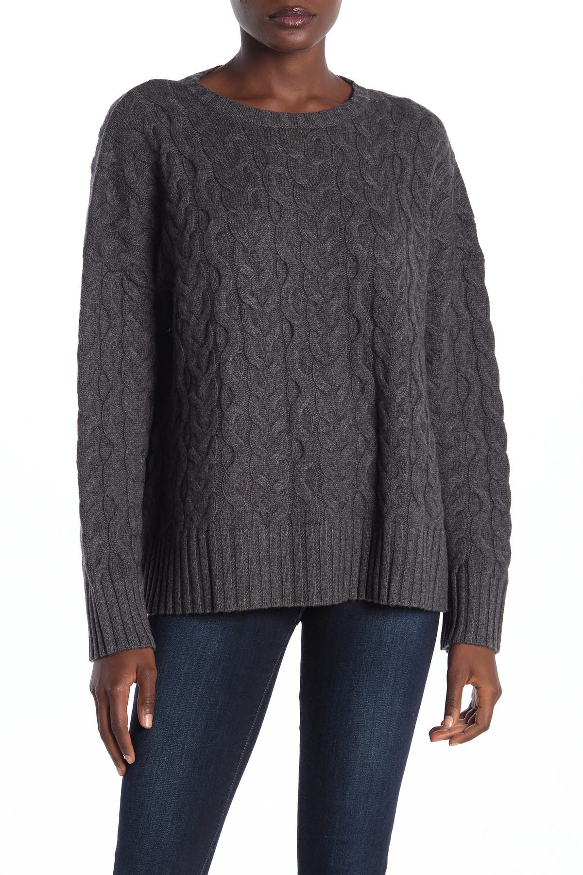wool blend cable knit sweater