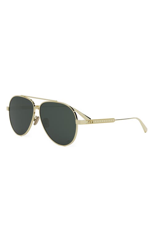 Shop Dior 'cannage A1u 61mm Pilot Sunglasses In Gold/solid Green Lenses