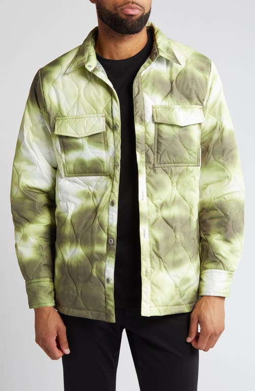 Military Quilted Packable Water Resistant 800 Fill Power Down Shirt Jacket in Tie-Dye