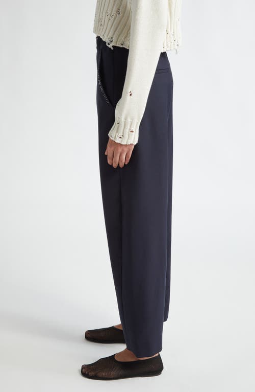 Shop Marni Logo Stitch Wool Pants In Blue Black