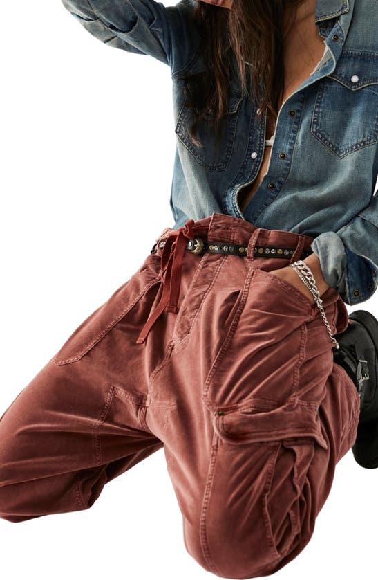 Shop Free People Bay To Breakers Destroyed Cargo Pants In Roasted Russet