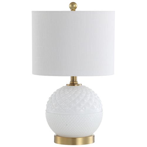 Shop Jonathan Y Julienne Glass/metal Led Table Lamp In White/brass Gold