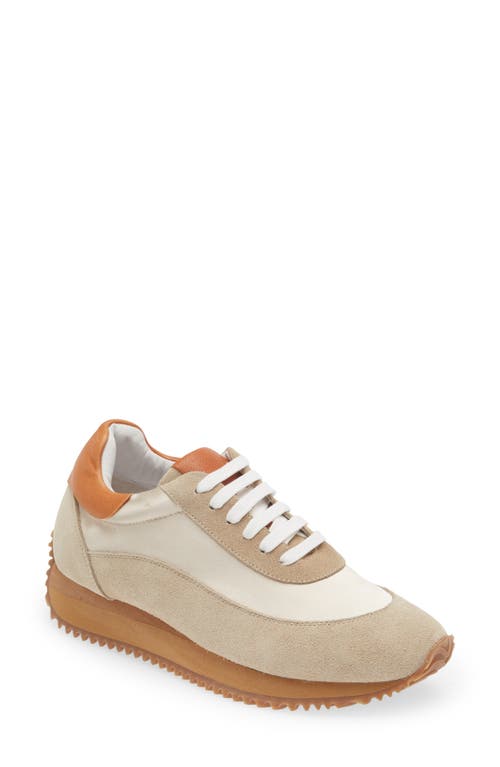 Monaco Sneaker in Tan Satin-Suede