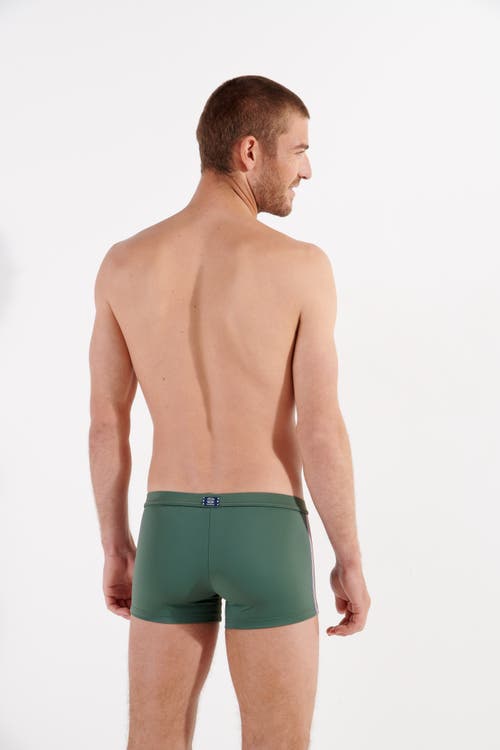 Hom Nautical Cup Swim Shorts In Khaki Green