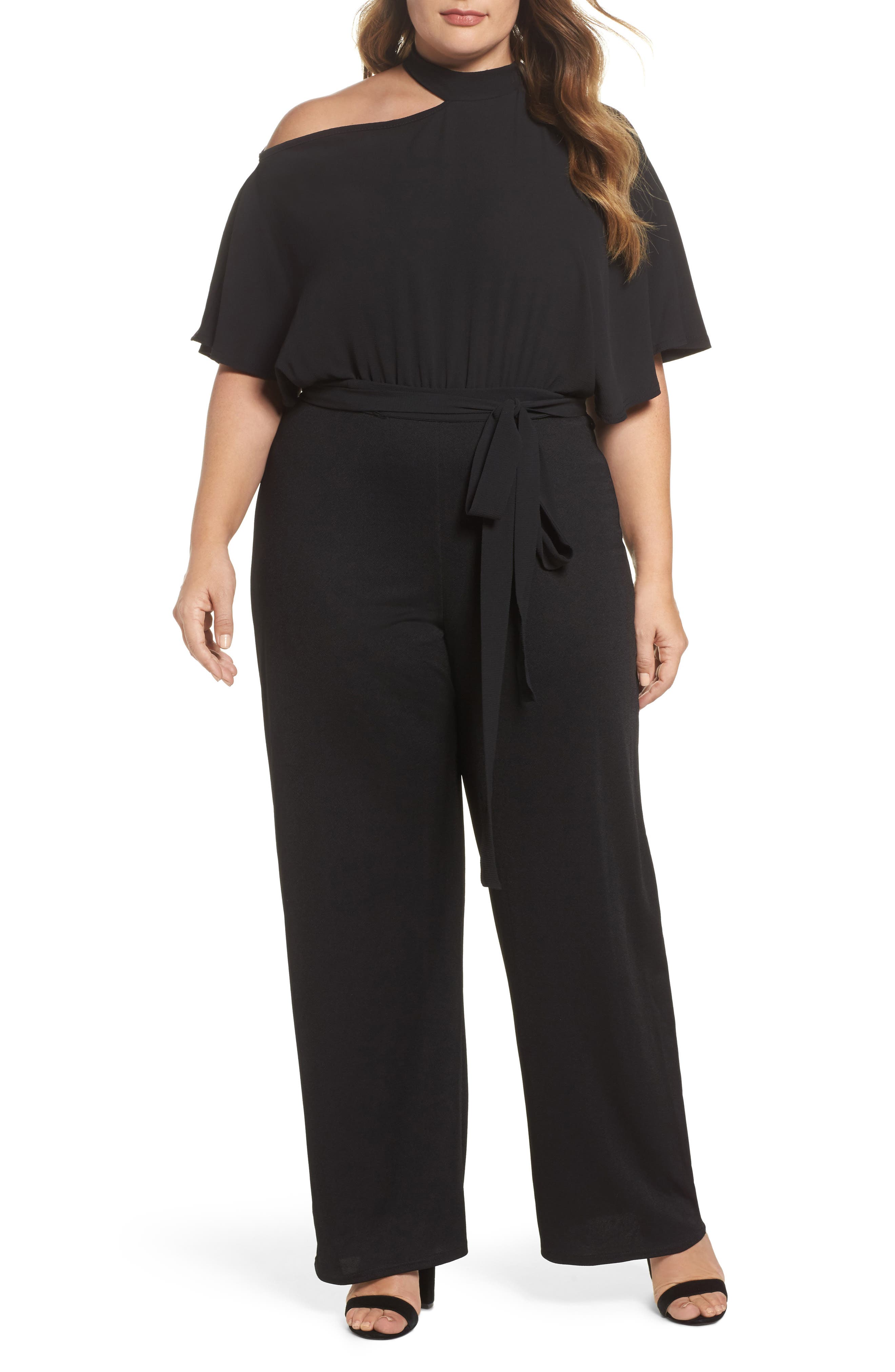 plus size one shoulder jumpsuit