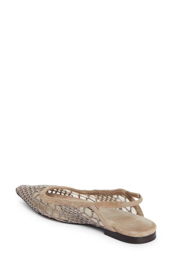 Shop Brunello Cucinelli Caged Monili Pointed Toe Slingback Flat In Silver