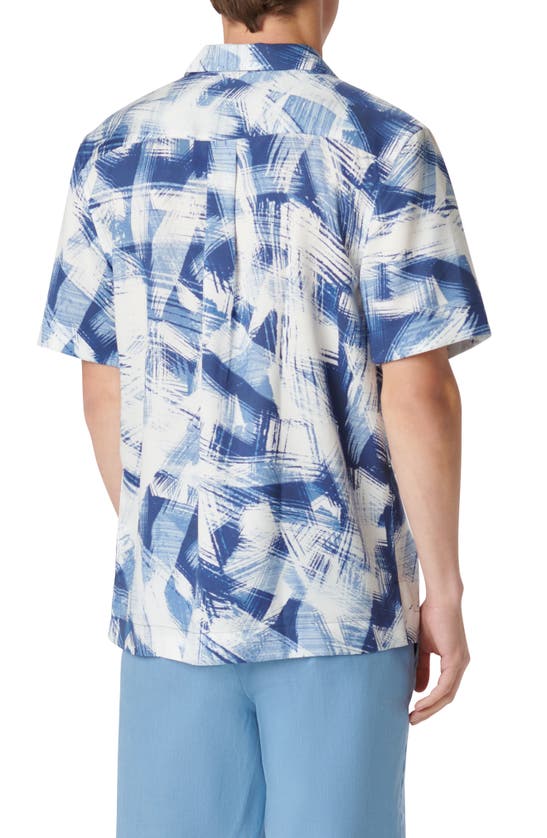 Shop Bugatchi Orson Abstract Print Lyocell Camp Shirt In Navy