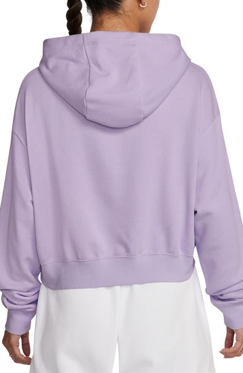 Shop Nike Sportswear Club Fleece Crop Hoodie Sweatshirt In Violet Mist/white