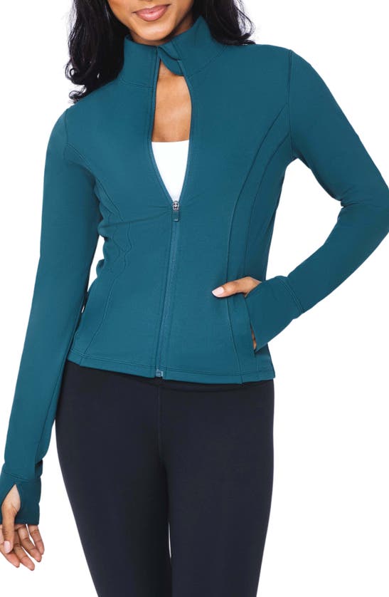90 Degree By Reflex Womens Carbon Interlink Slim Fitted Full Zip Jacket -  Evening Blue - Large