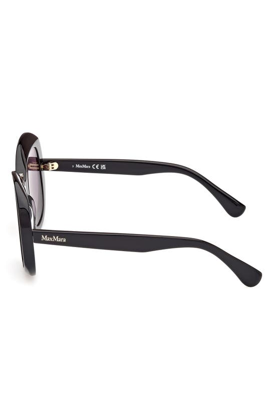 Shop Max Mara Edna 55mm Round Sunglasses In Shiny Black / Smoke