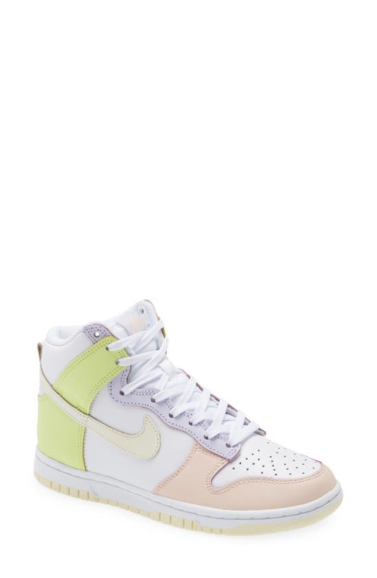 Nike Dunk High Basketball Sneaker In White/ Cashmere/ Lemon Twist