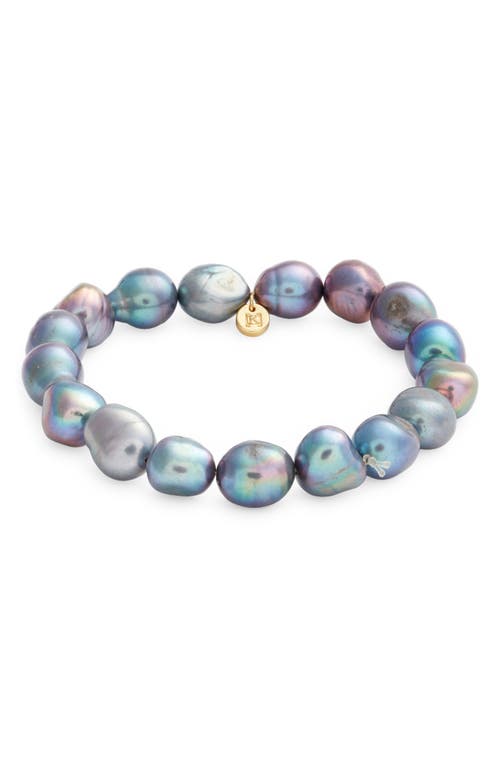 Shop Ki-ele Jennifer Baroque Tahitian Pearl Stretch Bracelet In Pearl/golddnu