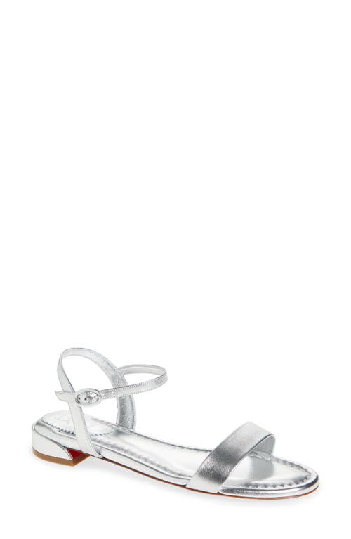 Christian Louboutin Sweet Jane Red Sole Metallic Sandals In Silver