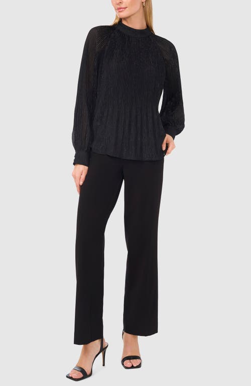 Shop Halogenr Halogen(r) Release Pleat Mock Neck Top In Rich Black Stripe