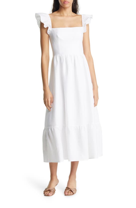 Reformation Lucila Smocked Ruffled Linen-voile Midi Dress In White ...