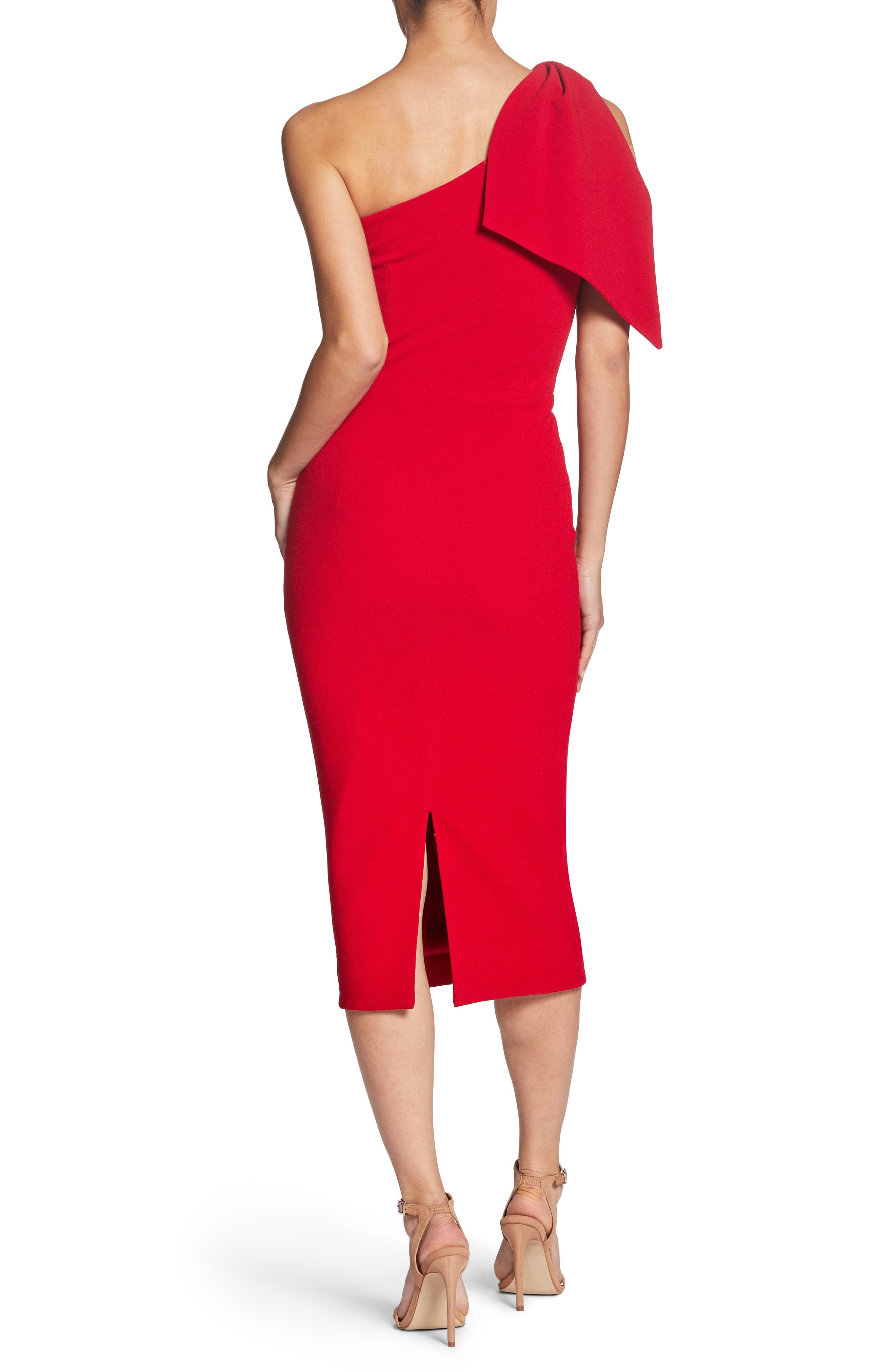 Dress The Population Tiffany One Shoulder Midi Dress In Bright Fuchsia Smart Closet 9860