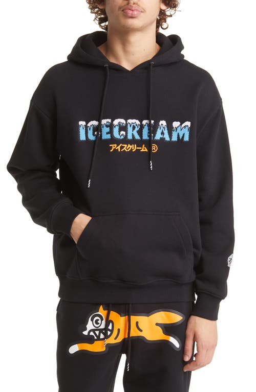 ICE CREAM Cold Goods Cotton Hoodie in Black