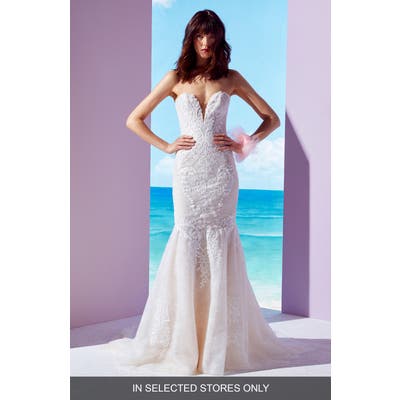 Ines By Ines Di Santo Daphne Beaded Lace Mermaid Gown, Size - Ivory
